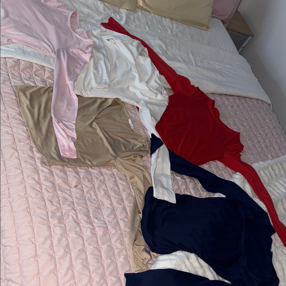 Red,Pink, nude, green,black, Long Sleeve Tops-individual